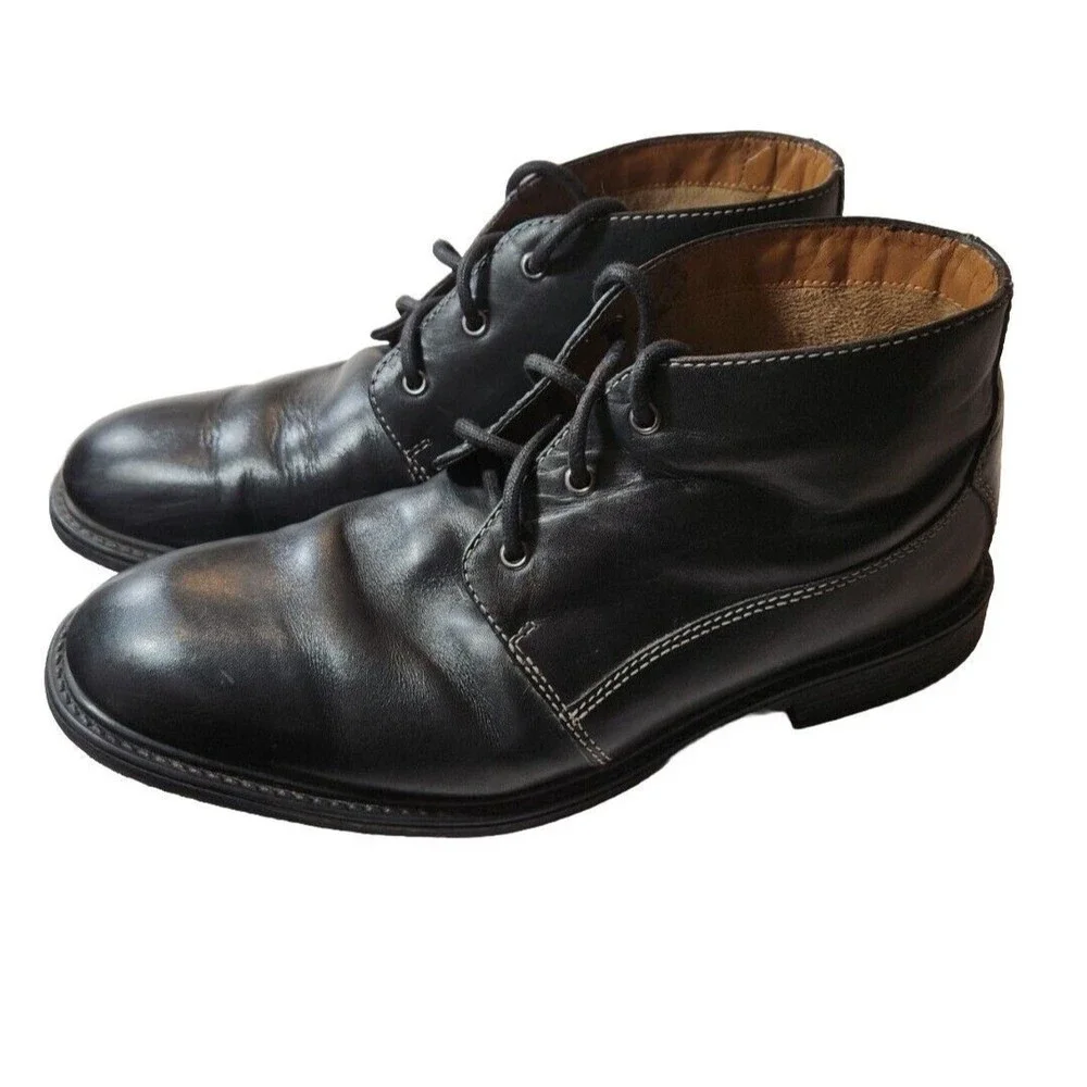 BOSTONIAN Boot Mens 9 Leather Brently Style Chukka Low‎ Shoe BLACK $120 MSRP
